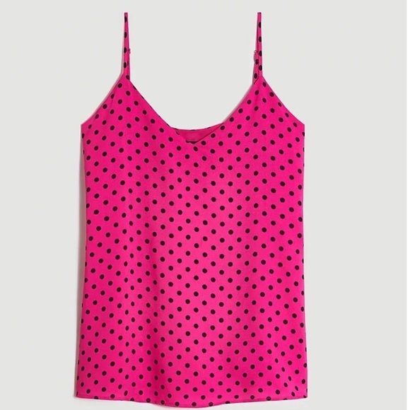 Ann Taylor Petite Women’s Polka Dot Drapey Cami XS P Hot Pink Strappy Tank - Picture 2 of 6